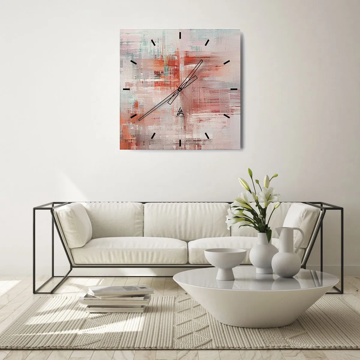 Horloge murale - Pendule murale - Brumeux. Mais rose - 30x30 cm