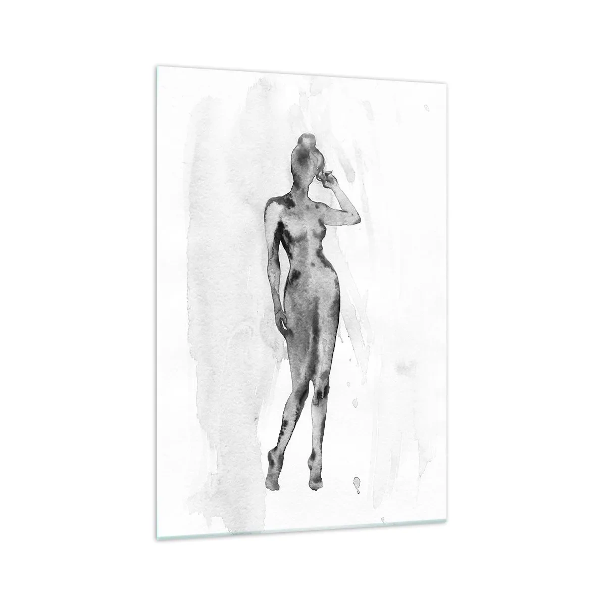Impression sur verre - Image sur verre - Croquis d'une silhouette de femme en nuances de gris - 70x100cm - Etude de l'idéal de la féminité - Décoration murale moderne pour le salon et la chambre ARTTOR
