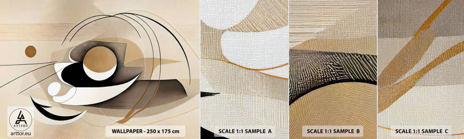 Échantillon de Papier Peint Premium Canvas - Composition : l'essence des choses - Abstraction, Moderne, Morceau - 100x30 cm