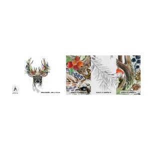 Échantillon de Papier Peint Premium Canvas - En robe de fête - Abstraction, Cerf, Renne - 100x30 cm