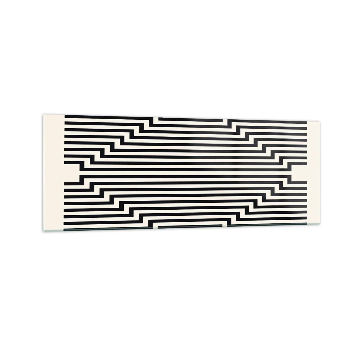 Impression sur verre - Image sur verre - Lignes noires et blanches créant un effet d'illusion géométrique - 140x50cm - Illusion géométrique - Décoration murale moderne pour le salon et la chambre ARTTOR