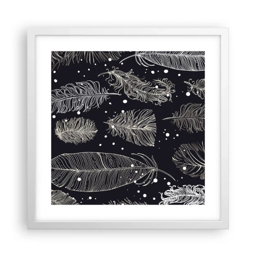 Affiche dans un cadre blanc - Poster - Toile de plumes - 40x40 cm