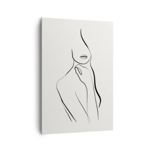 Impression sur toile - Image sur toile - Un croquis minimaliste de la silhouette d'une femme sur un fond clair. - 70x100cm - Vague de mélancolie - Décoration murale moderne pour le salon et la chambre ARTTOR