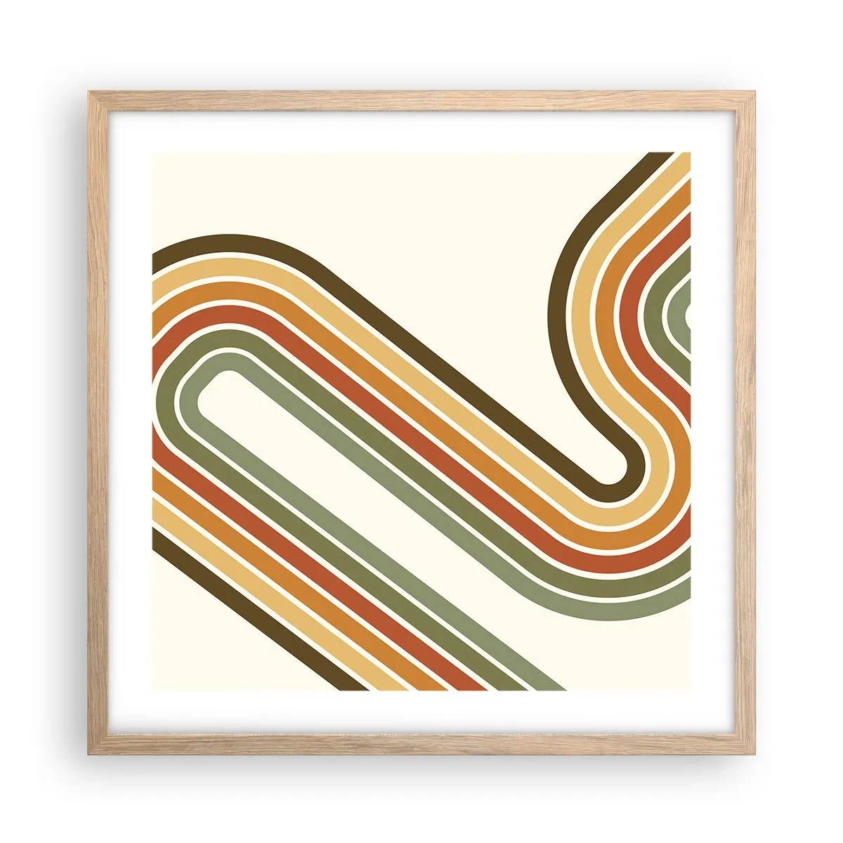 Affiche dans un chêne clair - Poster - En zig zag vers le but - 50x50 cm