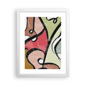 Affiche dans un cadre blanc - Poster - Pirouettes parmi les couleurs - 30x40 cm