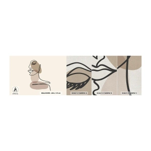 Échantillon de Papier Peint Premium Canvas - S'écouter - Abstraction, Visage de femme, Graphique - 100x30 cm