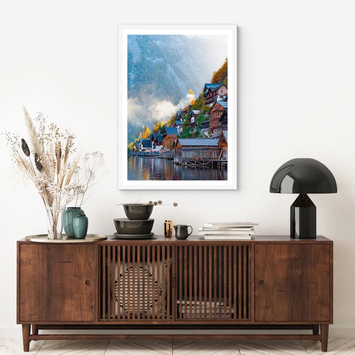 Affiche dans un cadre blanc - Poster - Ambiance alpine - 40x50 cm