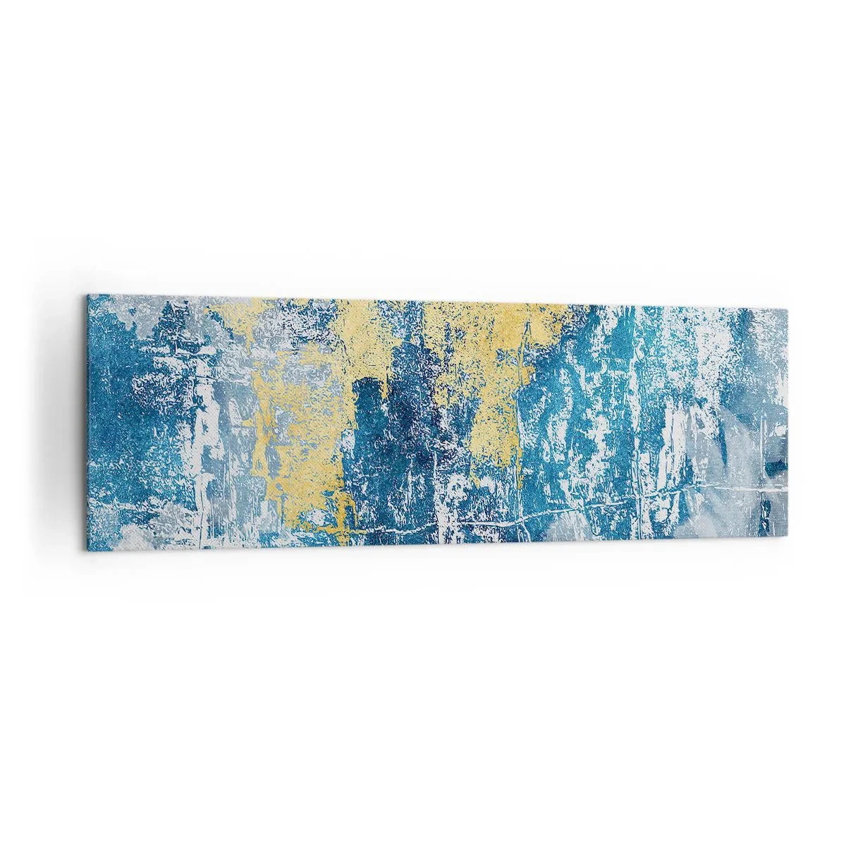 Impression sur toile - Image sur toile - Abstraction dans les tons de bleu et de jaune - 160x50cm - Abstraction du temps - Décoration murale moderne pour le salon et la chambre ARTTOR