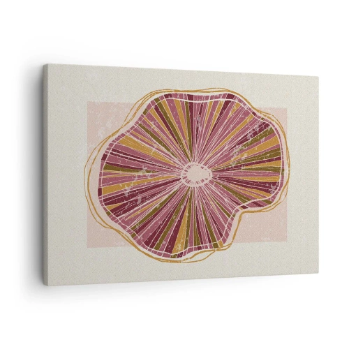 Impression sur toile - Image sur toile - Motif abstrait de tranches d'arbre dans des tons roses - 70x50cm - Abstraction rayonnante - Décoration murale moderne pour le salon et la chambre ARTTOR