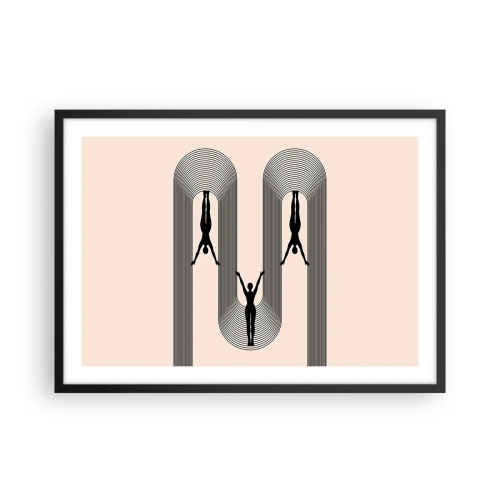 Affiche dans un cadre noir - Poster - Silhouettes géométriques sur fond beige - 70x50cm - Les jambes en l’air - Décoration murale moderne pour le salon et la chambre ARTTOR