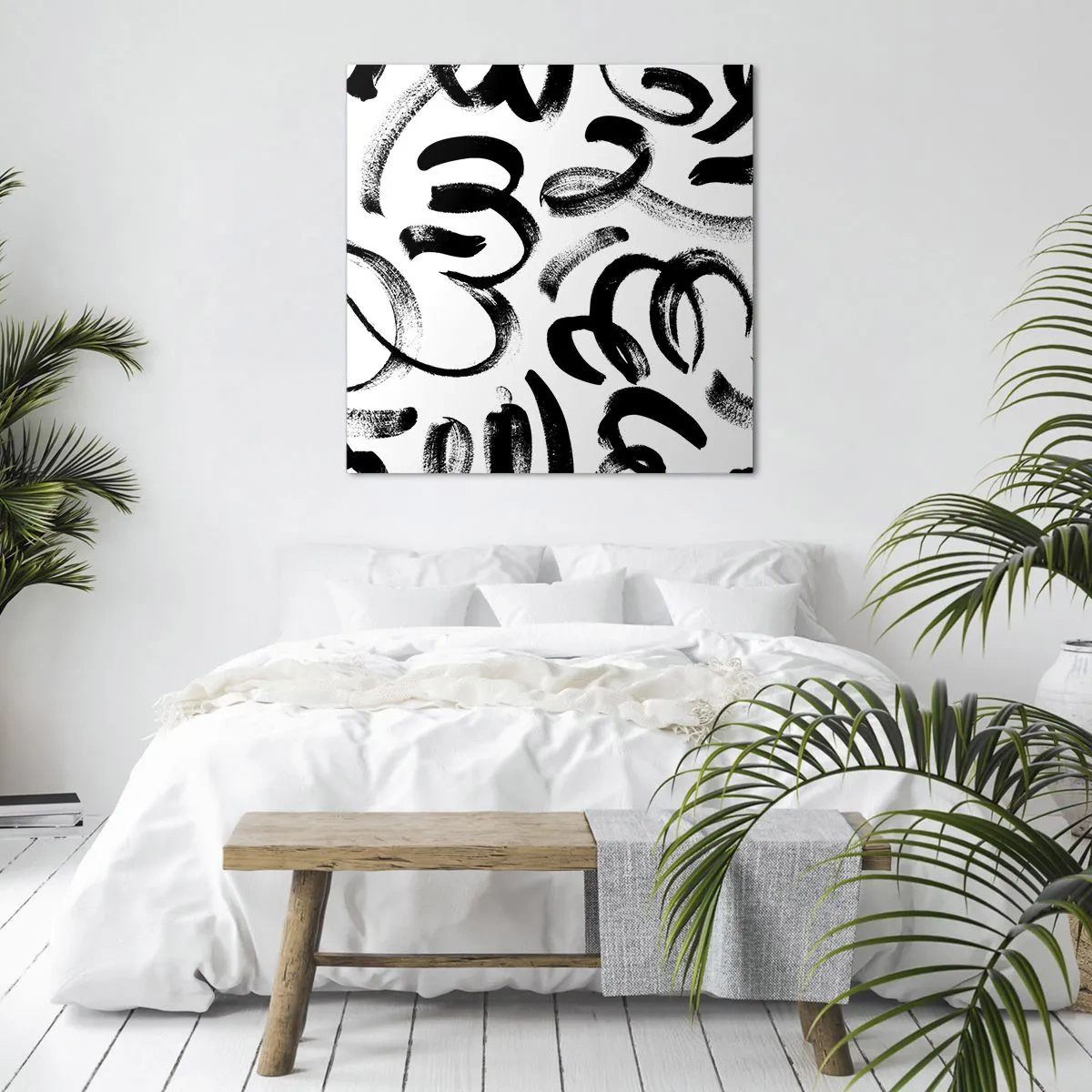 Impression sur toile - Image sur toile - Noir sur blanc - 60x60 cm