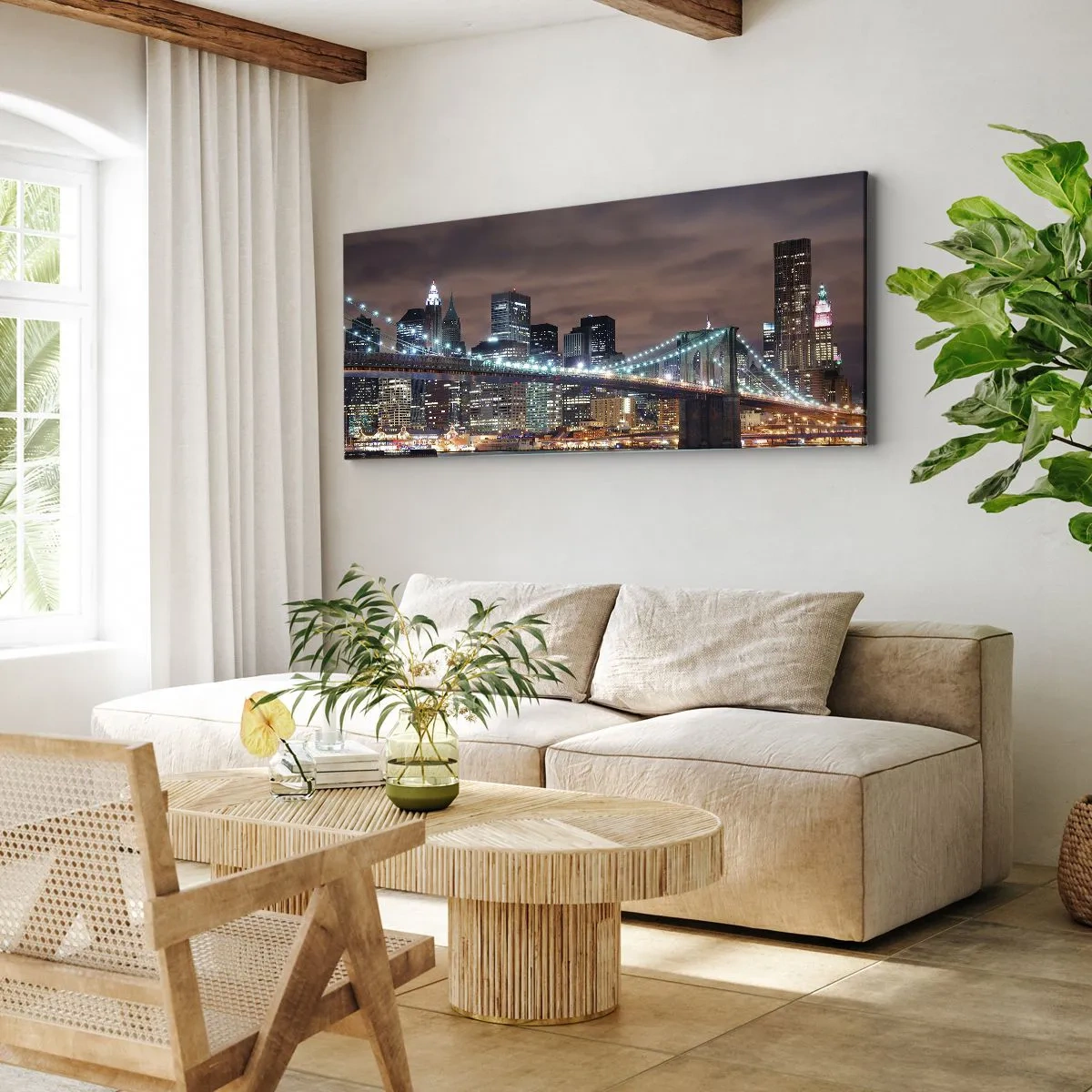 Impression sur toile - Image sur toile - Lumières des grandes villes - 90x30 cm