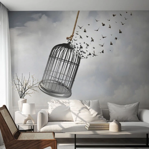 Papier Peint Photo Premium Canvas - Foie...Espoir...Liberté! - Abstraction, Des oiseaux, Morceau - 350x256 cm