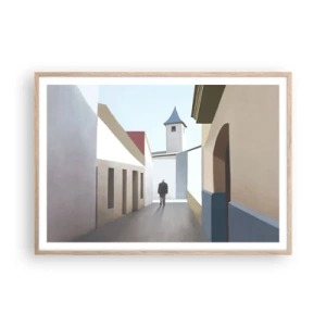 Affiche dans un chêne clair - Poster - Une promenade ensoleillée - 100x70 cm