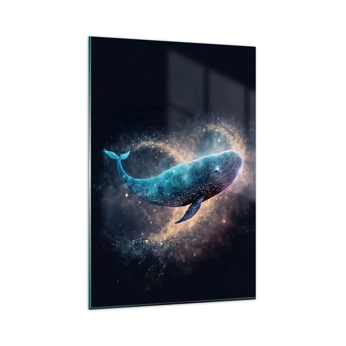 Impression sur verre - Image sur verre - Une baleine spatiale avec une galaxie en arrière-plan - 80x120cm - Un tel monde existe… - Décoration murale moderne pour le salon et la chambre ARTTOR
