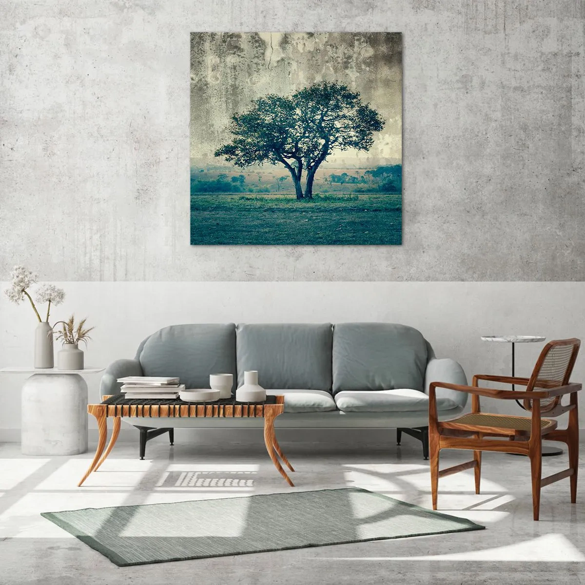 Impression sur verre - Image sur verre - Un pommier sur un champ bleu ? - 30x30 cm