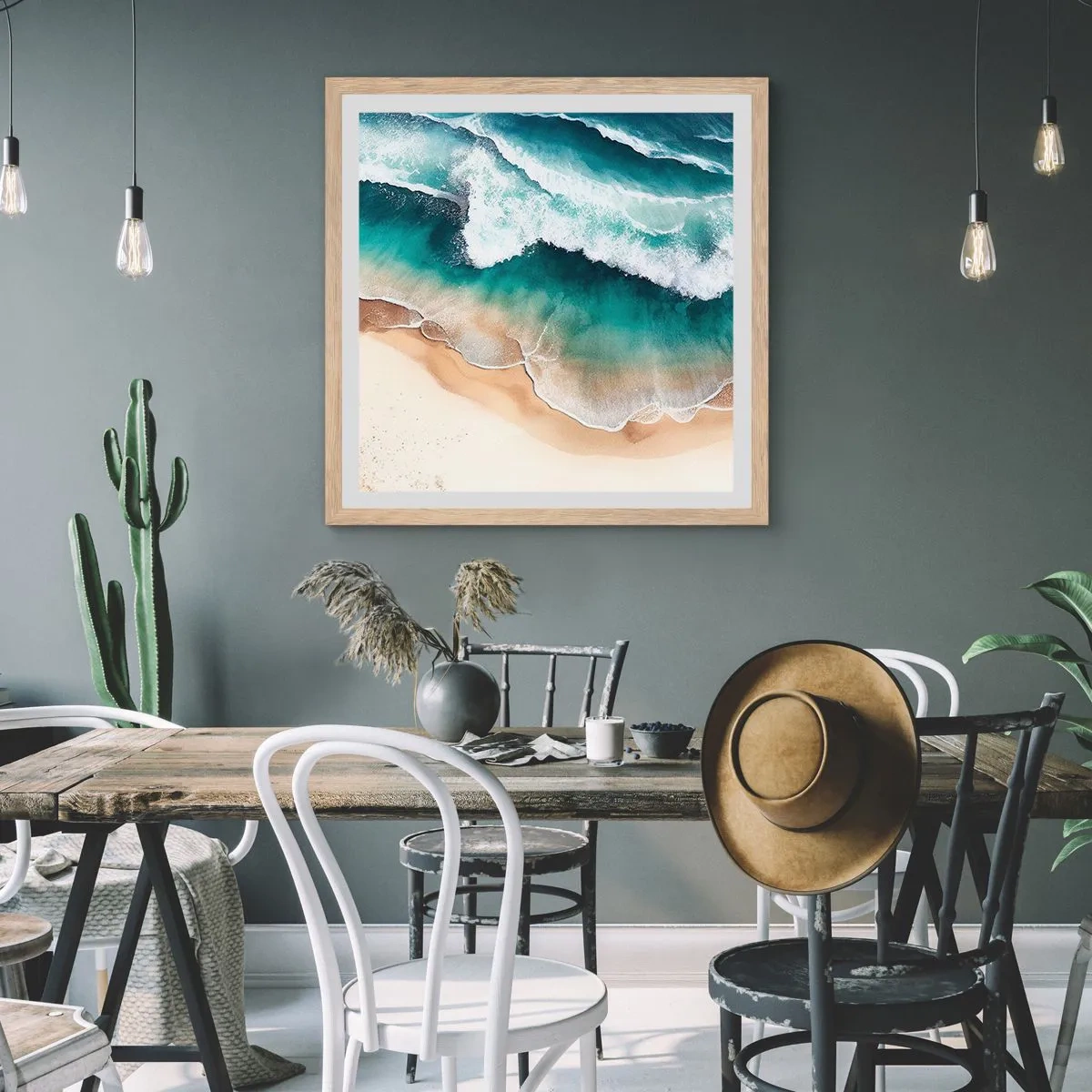 Affiche dans un chêne clair - Poster - La rencontre éternelle - 50x50 cm