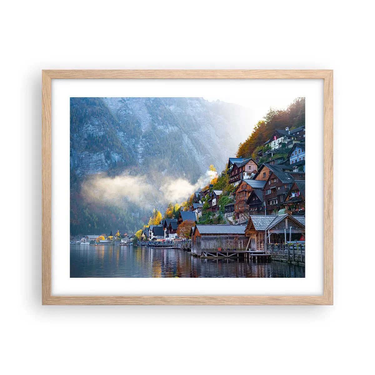 Affiche dans un chêne clair - Poster - Ambiance alpine - 50x40 cm