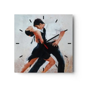 Horloge murale - Pendule murale - Un couple dansant dans une photo élégante et sensuelle - 30x30cm - Tango de mes rêves et pensées - Décoration murale moderne pour le salon et la chambre ARTTOR