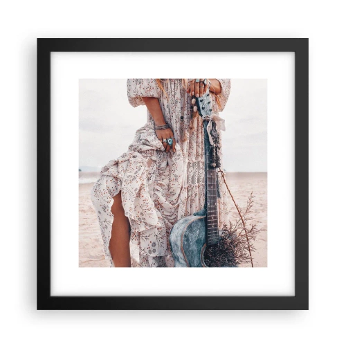 Affiche dans un cadre noir - Poster - Enfant de fleur en route - 30x30 cm