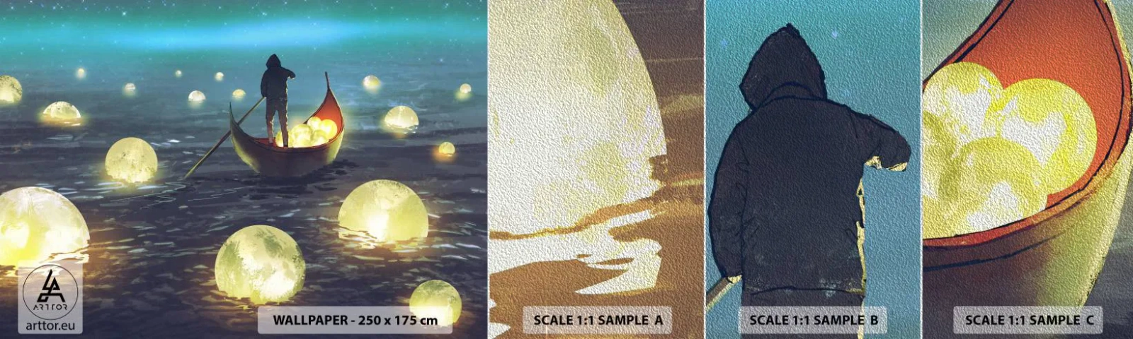 Échantillon de Papier Peint Premium Sand - Des choses dont les philosophes n'ont jamais rêvé - Abstraction, Fantaisie, Bateau - 100x30 cm