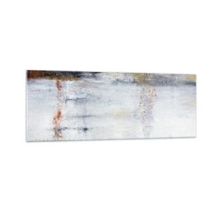 Impression sur verre - Image sur verre - Un paysage abstrait aux accents flous de gris et d'or. - 140x50cm - Derrière l'air un rideau - Décoration murale moderne pour le salon et la chambre ARTTOR