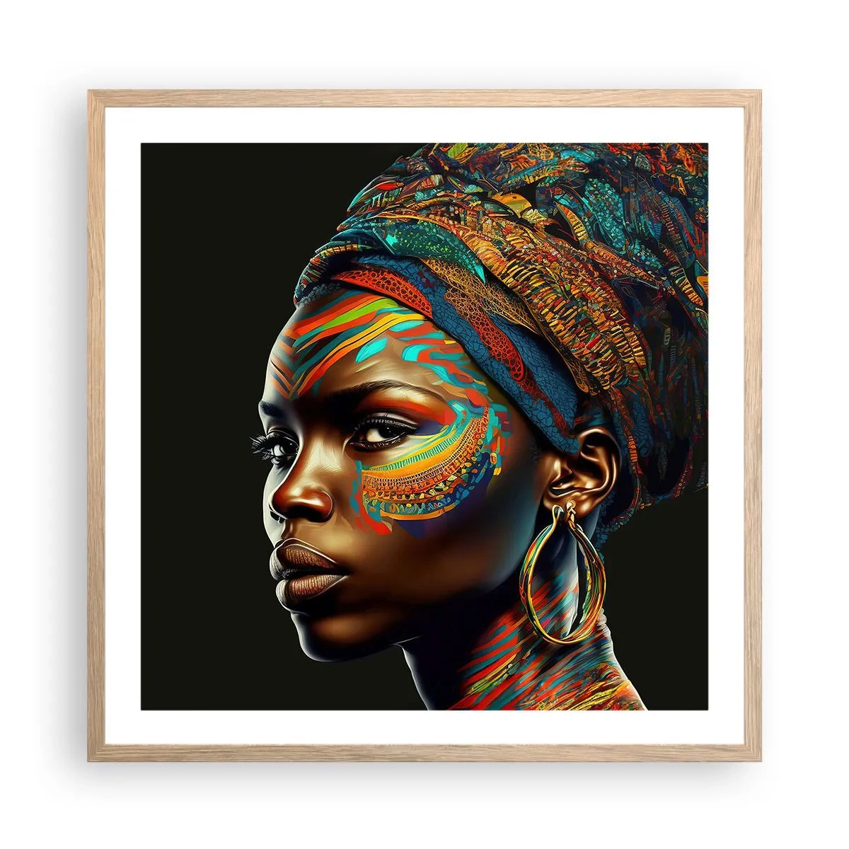 Affiche dans un chêne clair - Poster - reine africaine - 60x60 cm