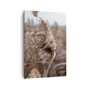 Impression sur toile - Image sur toile - Graminées délicates dans des tons beiges sur fond de nature - 70x100cm - Il est temps de s'envoler avec le vent - Décoration murale moderne pour le salon et la chambre ARTTOR