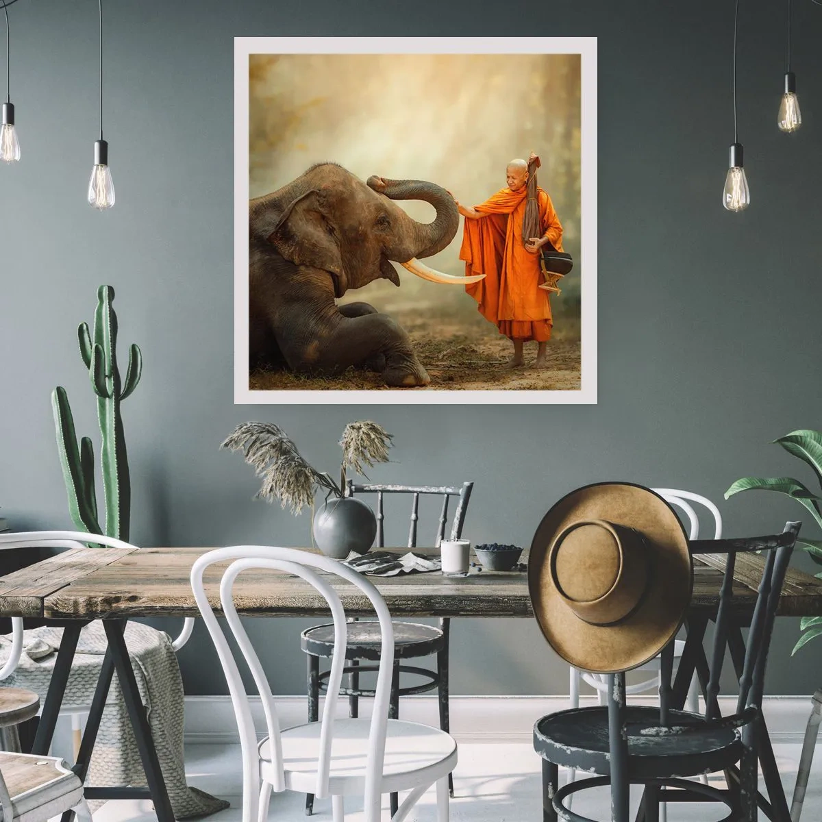 Affiche - Poster - Rencontre en voyageant - 60x60 cm