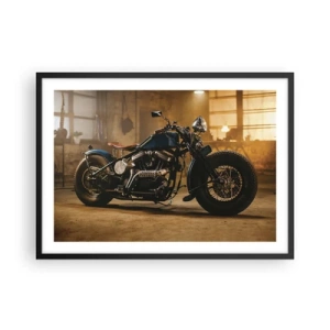 Affiche dans un cadre noir - Poster - Une moto élégante dans un intérieur industriel avec un éclairage chaleureux - 70x50cm - Je peux tout - Décoration murale moderne pour le salon et la chambre ARTTOR