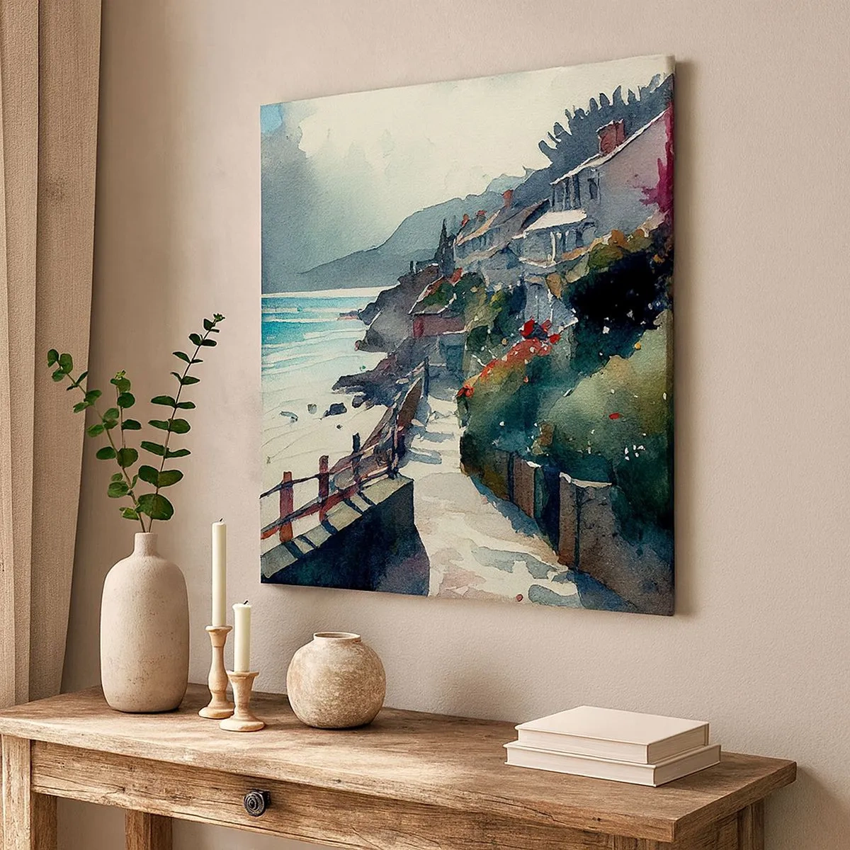 Impression sur toile - Image sur toile - Ville méditerranéenne - 30x30 cm