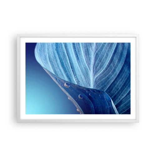 Affiche dans un cadre blanc - Poster - Gouttes cachées du bleu - 70x50 cm