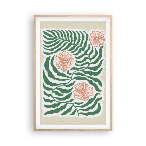 Affiche dans un chêne clair - Poster - Fleurit en vert - 61x91 cm