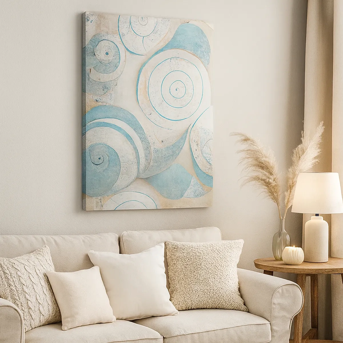 Impression sur toile - Image sur toile - Coquillages abstraits aux tons pastel - 50x70cm - Que cache la coque ? - Décoration murale moderne pour le salon et la chambre ARTTOR