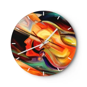 Horloge murale - Pendule murale - Une peinture abstraite d'une guitare et d'un visage aux couleurs chaudes. - 30x30cm - Tout va bien - Décoration murale moderne pour le salon, la cuisine et la chambre ARTTOR
