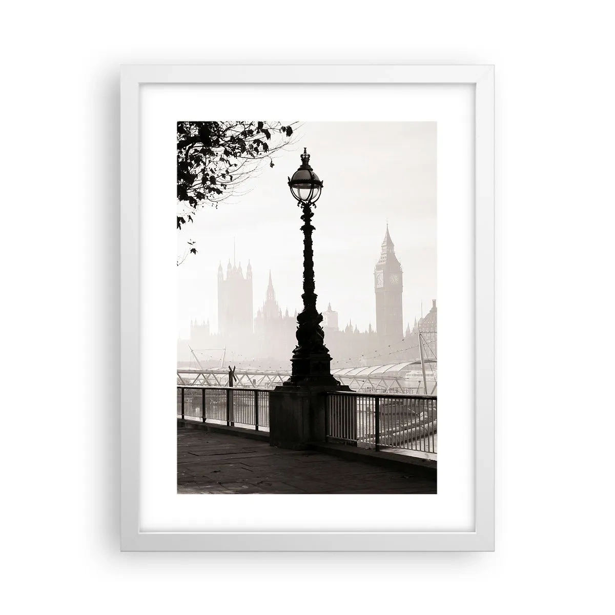 Affiche dans un cadre blanc - Poster - Un matin londonien - 30x40 cm
