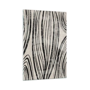 Impression sur verre - Image sur verre - Vagues abstraites dans des tons noirs et blancs - 70x100cm - Ligne de marécage - Décoration murale moderne pour le salon et la chambre ARTTOR