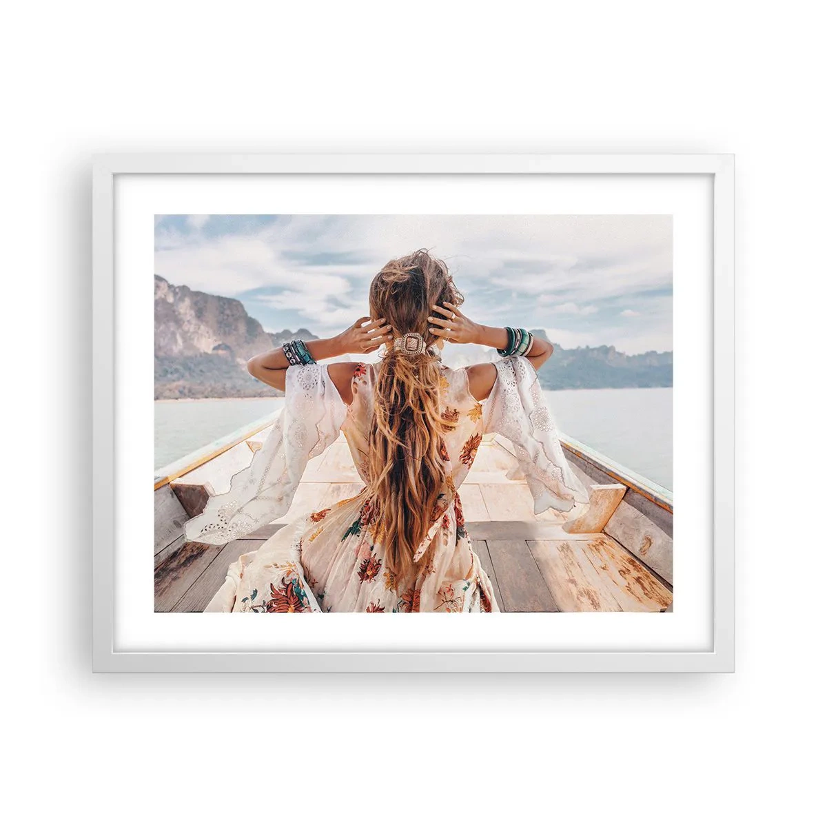 Affiche dans un cadre blanc - Poster - En route vers le bonheur - 50x40 cm