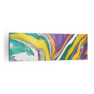 Impression sur toile - Image sur toile - Motif de marbre abstrait aux couleurs vives - 160x50cm - Ondes de couleur - Décoration murale moderne pour le salon et la chambre ARTTOR