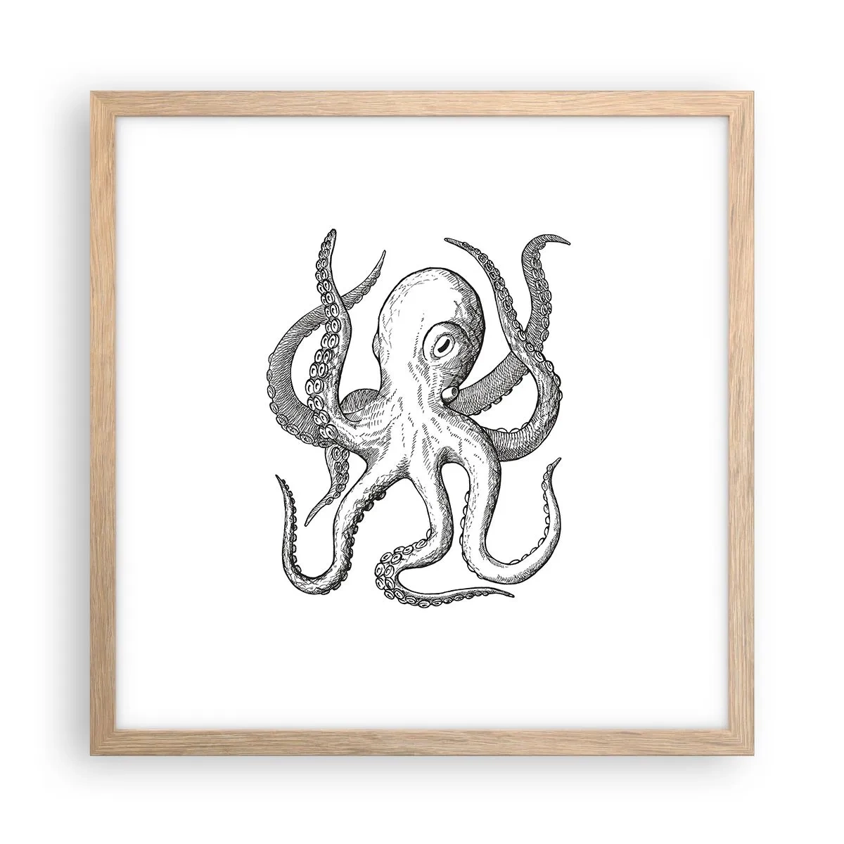 Affiche dans un chêne clair - Poster - Dansant avec les vagues - 40x40 cm