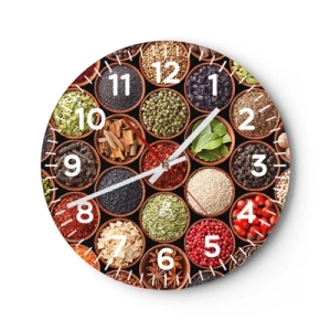 Horloge murale - Pendule murale - Toutes les saveurs du monde - 40x40 cm
