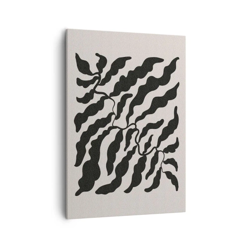 Impression sur toile - Image sur toile - Brindilles avec des feuilles noires sur fond clair - 50x70cm - La nature du carré - Décoration murale moderne pour le salon et la chambre ARTTOR