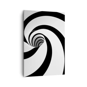 Impression sur toile - Image sur toile - Spirale abstraite noire et blanche avec un effet tourbillonnant - 70x100cm - Céder au vortex ? - Décoration murale moderne pour le salon et la chambre ARTTOR