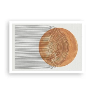 Affiche - Poster - Composition géométrique avec des cercles et des lignes aux couleurs chaudes. - 100x70cm - Composition solaire - Décoration murale moderne pour le salon et la chambre ARTTOR