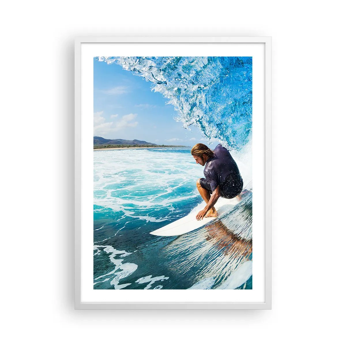 Affiche dans un cadre blanc - Poster - Danse avec les vagues - 50x70 cm