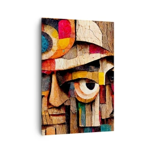 Impression sur toile - Image sur toile - Visages abstraits aux couleurs intenses - 70x100cm - Je te vois… - Décoration murale moderne pour le salon et la chambre ARTTOR