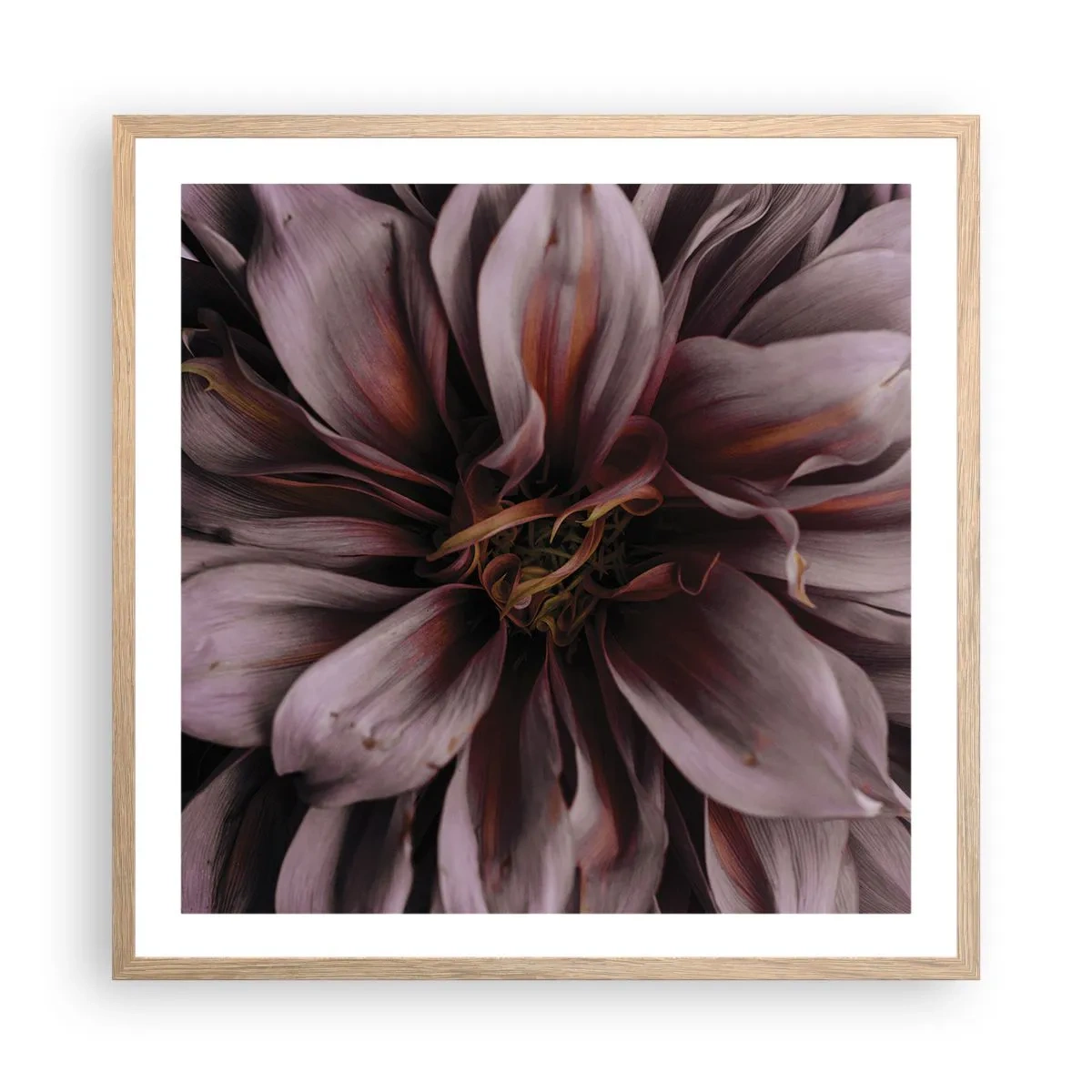 Affiche dans un chêne clair - Poster - Un coeur fleuri - 60x60 cm