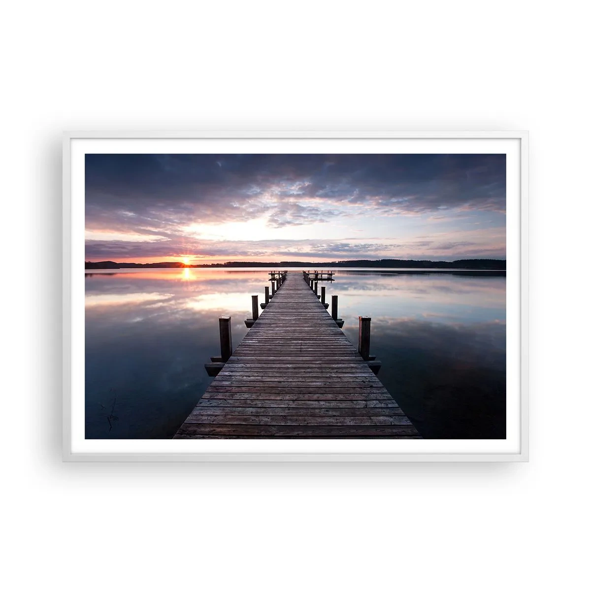 Affiche dans un cadre blanc - Poster - Une frontière tranquille entre le jour et la nuit - 100x70 cm