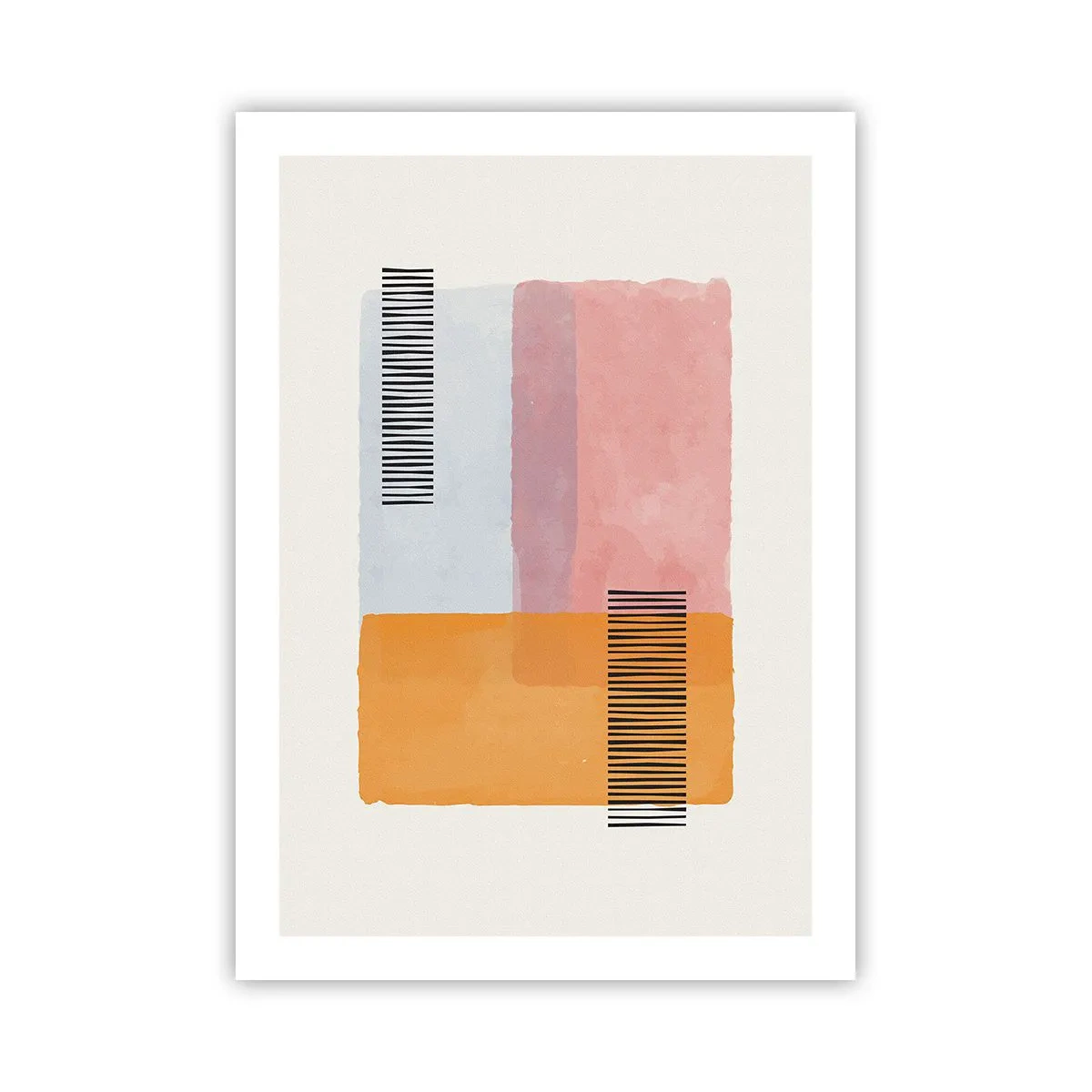 Affiche - Poster - Formes géométriques aux couleurs pastel avec des accents de lignes - 50x70cm - D'un coin à l'autre - Décoration murale moderne pour le salon et la chambre ARTTOR