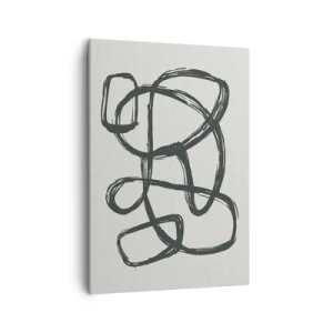 Impression sur toile - Image sur toile - Lignes abstraites créant des formes libres sur un fond clair - 50x70cm - Abstraction en boucle - Décoration murale moderne pour le salon et la chambre ARTTOR